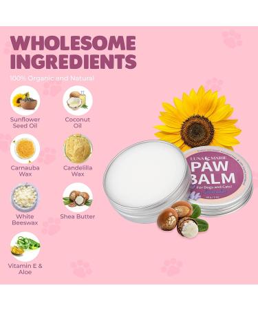 Lunamarie Paw Balm: Organic Soother for Cracked Paws & Itchy Noses - Shea Butter, Coconut Oil - Dogs & Cats Safe Licksafe Wax - Natural Lavender Scent - Buy Online on GoSupps.com