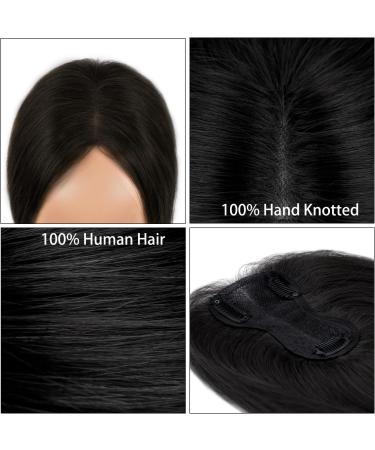 Mofasal 10 Inch Human Hair Topper for Thinning Hair Women - Swiss Base Real Hair Clip-in Topprs 1B# (Near Black) - Buy Online on GoSupps.com