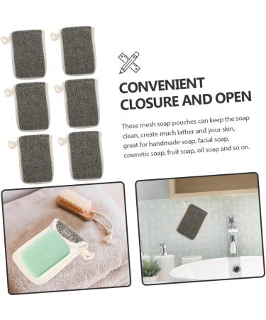 VINTORKY 6pcs Black Linen Soap Loofahs Soap Mesh Holder Foaming Net for Face Washing Net Bags Flax - Buy Online on GoSupps.com