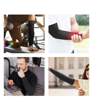 Arm Compression Sleeve for Men & Women - 20-30 mmHg Full Arm Support for Pain Relief Swelling & Recovery - Black Large - Buy Online on GoSupps.com