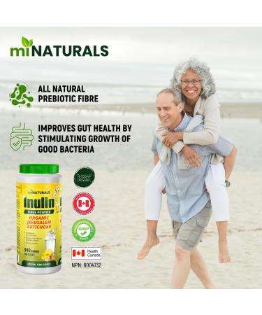 miNATURALS Pure Inulin Fiber Powder - Natural Prebiotic Dietary Fibre Supplement - Made from Organic Jerusalem Artichoke - (340g - 106 Doses) - Buy Online on GoSupps.com