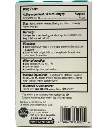 Berkley Jensen Extra Strength Gas Relief Softgels 120 ct - Fast-acting Gas Relief - Buy Online on GoSupps.com