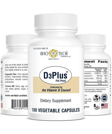 Bio-Tech Pharmacal D3 Plus (180 Count) - Essential Vitamin D3 Supplement (Pack of 1) - Buy Online on GoSupps.com