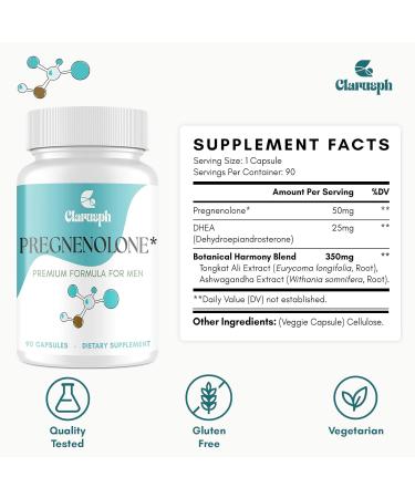 Pregnenolone* 50mg for Men with DHEA 25mg - 90 Capsules 90 Count (Pack of 1) - Buy Online on GoSupps.com