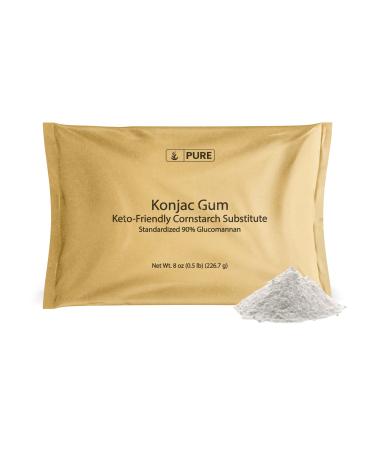 Konjac Gum Powder (8 oz) Glucomannan Konjac Powder, Cornstarch Substitute, Thickener 8 Ounce (Pack of 1)