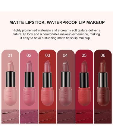 KIMIEYE 6Pcs Matte Lipstick Set B | Long Lasting, Moisturizing, Waterproof | Smooth Texture, Matte Finish | Up to 24 Hours Wear | 0.63oz - Buy Online on GoSupps.com