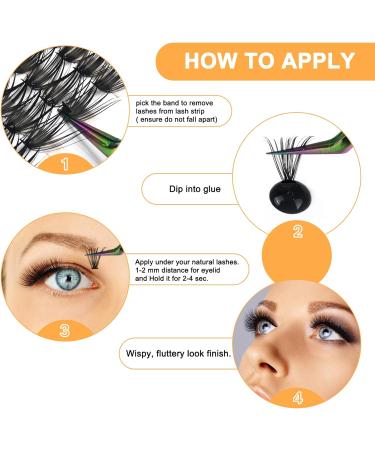 B&Q 40D-0.07D Lash Clusters Extensions - 280 Individual Cluster False Eyelashes for DIY Home Extensions - 14mm - Buy Online on GoSupps.com
