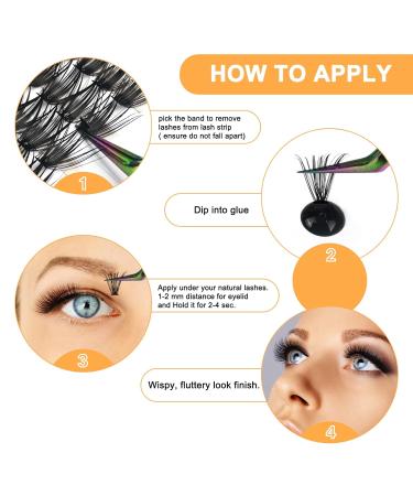 280 PC Individual Eyelashes - 40D-07C-12 Volume Lash Extensions for Beginners | 12mm Cluster Eyelash Kits - Buy Online on GoSupps.com