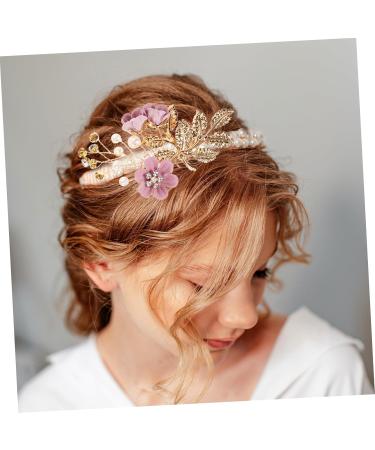 FRCOLOR 1 Set crown leaf pearl flower copper wire manual comb u shape hairpin girls hair accessories Hair up hair clip headgear hair comb flower Imitation pearls girl wedding - Buy Online on GoSupps.com
