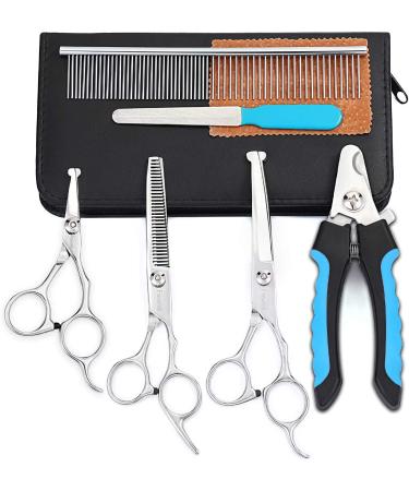Freewindo Dog Grooming Kit - Round Tip Scissors & Stainless Steel Clippers - 6 in 1 Pet Grooming Set for Dogs and Cats - Buy Online on GoSupps.com