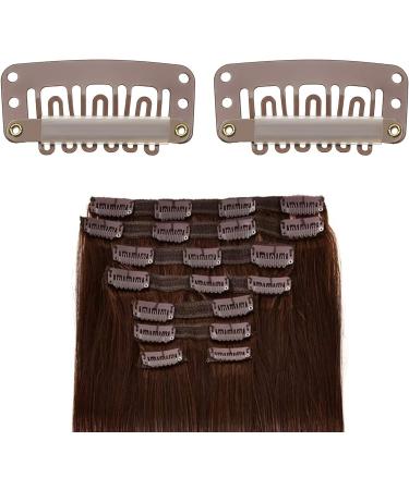 Metal Snap Clips for Hair Extensions - U-shape Wig Clips with Soft Rubber - Brown Hair Extension Clips for Easy DIY Styling - Buy Online on GoSupps.com