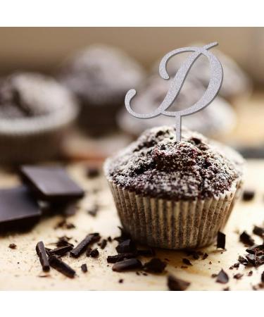 Monogram Letter D Cupcake Toppers Initial Single Letter Name Glitter Silver For Wedding Bridal Shower Cake Decorations Elegant Wreath Floral Customize Your Own Cupcake Toppers Wedding Gifts 6PCS Style-8 - Buy Online on GoSupps.com