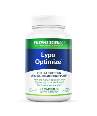 Enzyme Science Lypo Optimize - Lipase Digestive Enzyme Supplement - Enzimas Digestivas - Vegan and Kosher - 90 Capsules
