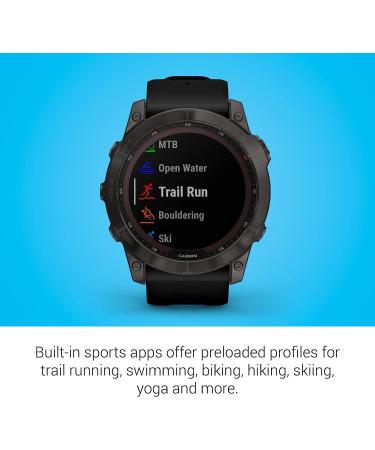 Garmin fenix 7X Sapphire Solar | Adventure Smartwatch with Solar Charging | GPS, Touchscreen & Wellness Features | Carbon Gray DLC Titanium - Buy Online on GoSupps.com