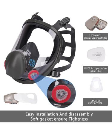Wytcyic Reusable Full Face Respirator Gas Cover Organic Vapor Mask and Anti-fog Dust-proof Face Cover for Painting Mechanical Polishing Logging Welding and Other Work Protection - Buy Online on GoSupps.com