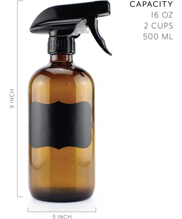 16-Ounce Amber Glass Spray Bottles w/Reusable Chalk Labels (2 Pack)  Heavy Duty Mist & Stream 3-Setting Sprayer Great for Essential Oils - Buy Online on GoSupps.com