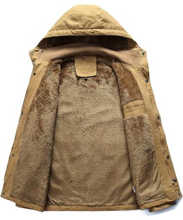 Shop Hanxiulin Men's Fleece Jacket - Cozy Plush Winter Coat with Hood Casual & Slim Fit Available in Khaki XXL - Buy Online on GoSupps.com
