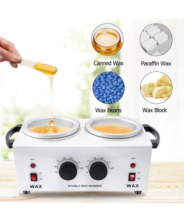 Double Wax Warmer For Hair Removal Waxing Kit For Women & Men Hard Wax Kit Wax Machine For Hair Removal Dual Wax Pot Warmer Professional Adjustable Temp Waxing Kit For Full Body Facial Home Salon (White - Double Pot) - Buy Online on GoSupps.com