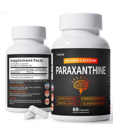 Paraxanthine Supplement Clean Crash-Free Energy for Focus Cognitive Function Exercise | Paraxanthine Beyond Caffeine | 60 Capsules