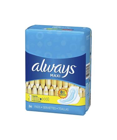 Always Regular Maxi Pads with Wings Unscented
