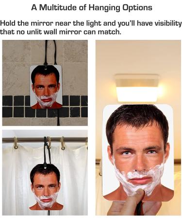 Premium Shatterproof Waterproof Shower Mirror on a Rope - Large Size, Fog-Free with Stainless Steel Hooks - Black - Buy Online on GoSupps.com