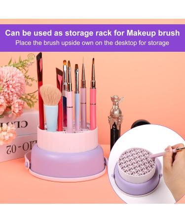 Makeup Brush Cleaner Bowl 6x5x3 Inch Cosmetic Brush Cleaning Mat Silicone 2 in 1 Makeup Brush Washing Bowl Drying Holder Stand Multifunctional Cleaner Basket for Girls Women (Purple) - Buy Online on GoSupps.com