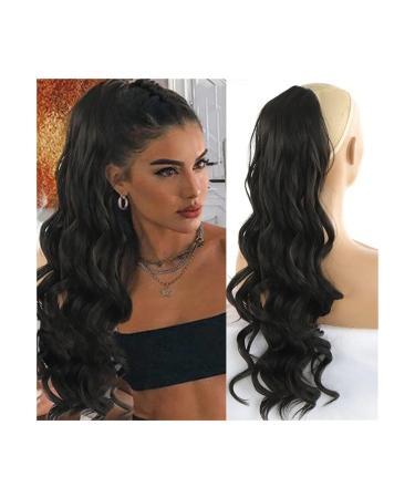 Ponytail Extensions 24 Inch Long Body Wavy Ponytail Hair Extension Heat Resistant Synthetic Drawstring Ponytail Hairpieces Clip-In Curly Wavy Hair Extensions for Women for Women(Color:4) 24inches 4