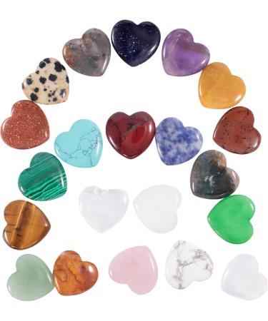 Kioiner 20 Pcs Heart Shape Stones 2 cm Love Heart Healing Crystal Stones Natural Heart Worry Stones Chakras Stones for Women Yoga Witchcraft Meditation Stress Reiki Energy Balancing Home Decoration - Buy Online on GoSupps.com