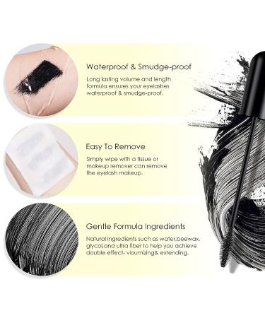 FREEORR 2-in-1 Black Volume & Length Mascara - Quick Dry, Waterproof & Smudgeproof - Natural Lengthening & Volume - Cruelty-Free - 0.317 oz - Buy Online on GoSupps.com