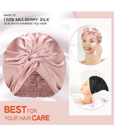 Silk Hair Wrap Set - 3-Piece Bonnet for Natural Curly Hair (Black, Rose Gold, Green) - Buy Online on GoSupps.com
