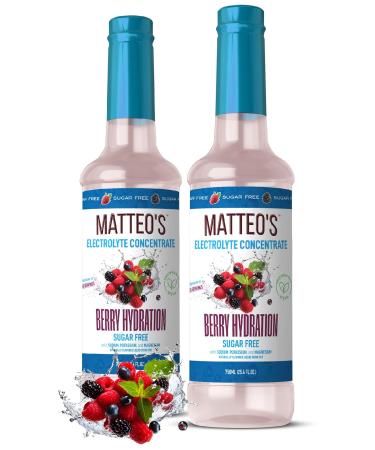 Matteo's Sugar-Free Hydration Concentrate - Electrolyte Drink for Quick Rehydration & Endurance Ideal for Workouts Travel Heat & Sun Delicious with Vitamins & Nutrients Berry Flavor 750ml 2-Pack 750 mL (pack of 2)