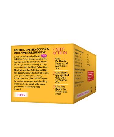 Fem Gold Ultra Cream Bleach 30g - Gentle Skin Lightening & Hair Removal for All Skin Types - Buy Online on GoSupps.com