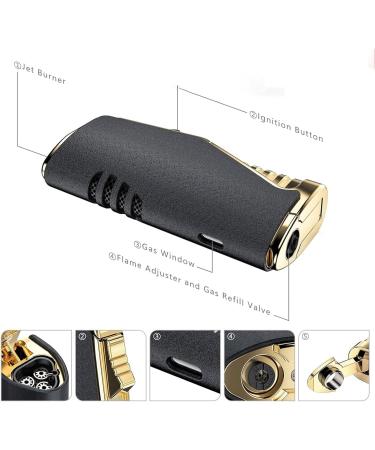 3 Jet Torch Lighter Strong Blue Flame Metal Butane Gas Windproof Cigar Lighter Candle Lighter for Smoking BBQ Cooking(Red) - Buy Online on GoSupps.com