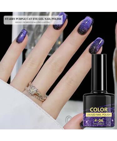 Gel Nail Polish Glitter Cat Eye Gel Nail Varnish Sparkly Purple UV/LED Soak-Off Gel Nail Varnish Highly Pigmented 9D Magnetic Nail Gel Shimmer Galaxy Nail Art Salon DIY Gifts - Buy Online on GoSupps.com