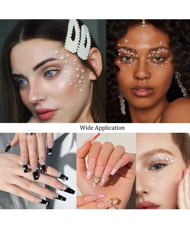 White Pearl & Clear Rhinestone Stickers - 4368 PCS Self-Adhesive Gems for Makeup, Face, Eye, Hair - DIY Vintage Bling Jewels - Buy Online on GoSupps.com
