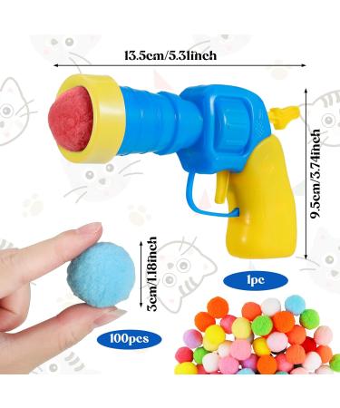Vyuwast Cat Toy Balls Launcher Toy Balls for Cats Ball Gun with 100pcs Soft Pom Pom Balls Interactive for Indoor Pet Cat Kitty Exercise Training Chasing - Buy Online on GoSupps.com