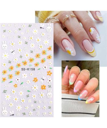 JMEOWIO 3D Embossed Spring Flower Nail Art Stickers Decals Self-Adhesive 5D Floral Colorful Summer Nail Supplies Nail Art Design Decoration Accessories 4 Sheets - Buy Online on GoSupps.com