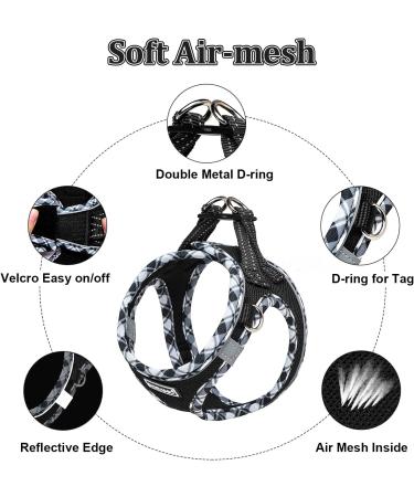 Doramio XXS Dog Harness & Leash for Small Dogs and Cats - Reflective Breathable Safety Harness - Step-In Design - Perfect for Small Breeds (Black) - Buy Online on GoSupps.com
