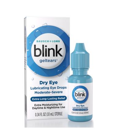 Blink GelTears Eye Drops for Dry Eyes Gel Lubricating Eye Drops Instantly Soothing Moisturizing & Extra Long-Lasting Hydrating Eye Care for Moderate to Severe Dry Eye Symptom Relief 0.34 fl oz
