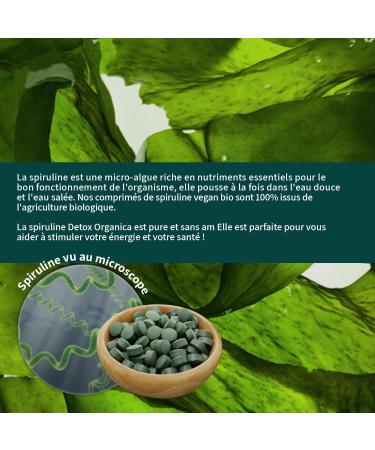 Spirulina BIO - 3000mg per day - 600 Tablets - Food Supplement Rich in Protein Antioxidants Iron and Phycocyanin - 100% Controlled Organic Agriculture - From Energy to Daily! - Buy Online on GoSupps.com