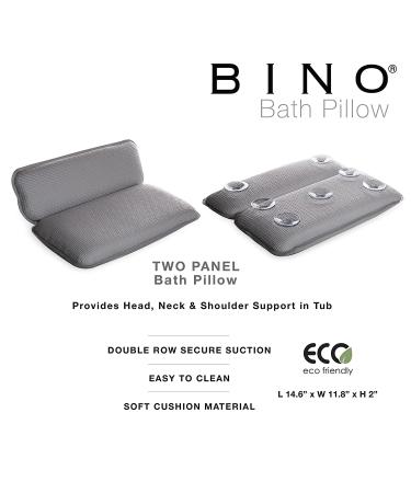 BINO Non-Slip Cushioned Bath Pillow - Silver, Spa Neck and Back Support, Tub Accessory Set with Suction Cups - Buy Online on GoSupps.com