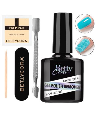 BettyCora Gel Polish Remover Kit - 5PC Manicure Set with Cuticle Pusher, Nail File, Wooden Stick & Alcohol Pads | Gel Nail Polish Remover for Nails - Buy Online on GoSupps.com