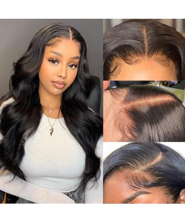 HD Lace Front Wigs Human Hair 13x4 Lace Front Wigs Human Hair Pre Plucked Body Wave Lace Front Wig Glueless Lace Front Wigs for Black Women 180 Density Brazilian Virgin Hair Wigs with Baby Hair Full and Thick Natural Black…