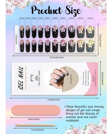 Kalolary Gel Nail Polish Strips Semi Cured Nail Gel Art Sticker Waterproof Full Nail Wraps Decal Sets with Nail File and Stick for Women Girls Nail Art Decor (UV/LED Lamp Required) (14) - Buy Online on GoSupps.com