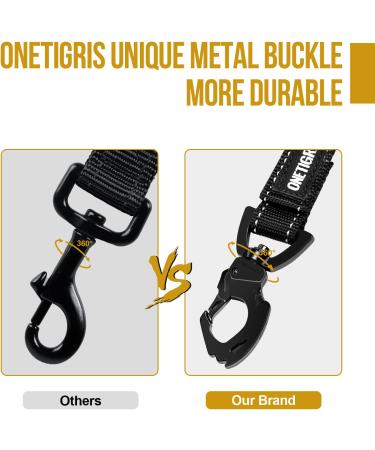 Oneigris Bolt Short Guide Dog Leash 30cm - Reflective Nylon Tiger Tooth Clip Soft Upholstery for Medium & Large Dogs - Stylish S Black - Buy Online on GoSupps.com