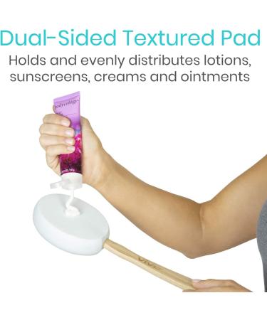 Vive Lotion Applicator Replacement Pads (6 Pack) - Long Reach Handle Shower Scrubber for Self-Back Application - Bath Brush for Skin Cream, Suntan, Tanning, Aloe - Men, Women - Buy Online on GoSupps.com