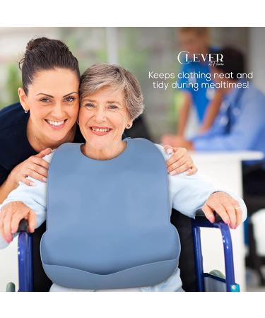 Clever at Home Adult Bibs - Silicone Bibs for Elderly Men and Women in Blue and Gray - Buy Online on GoSupps.com
