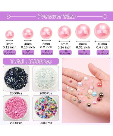 8000pcs Flatback Pearls for Crafts - Assorted Sizes Half Round Pearl Beads for Nails, Makeup, Shoes & DIY Art - Buy Online on GoSupps.com