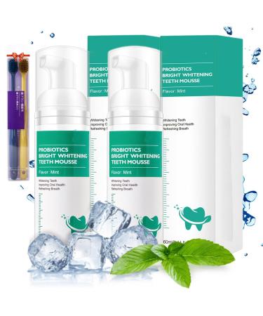 Probiotics Bright Whitening Teeth Mousse Bright Whitening Teeth Mousse Oral Repair Treatment Herbal Brightening Oral Repair Mousse Teeth Whitening Mouthwash Foam (2PC)