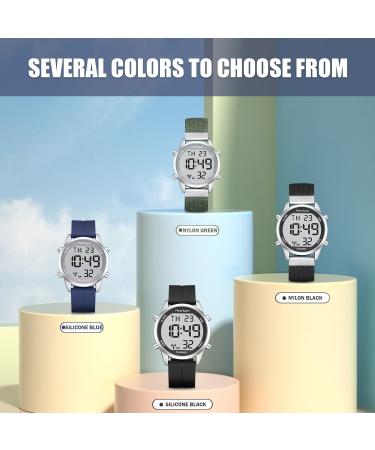 Atomic Digital Talking Watch with British English Speaking Pleasant Voice - Radio-controlled & Big Numbers for Elderly or Blind - Silicone Green - Buy Online on GoSupps.com